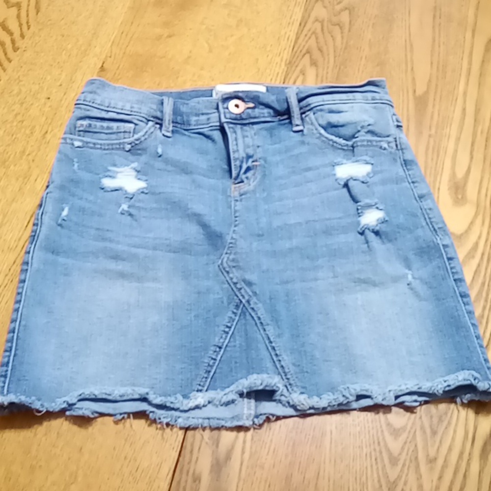 Abercrombie & Fitch Kids Jeans Skirt  13 / 14 BLUE Preowned Distressed Chic Frey